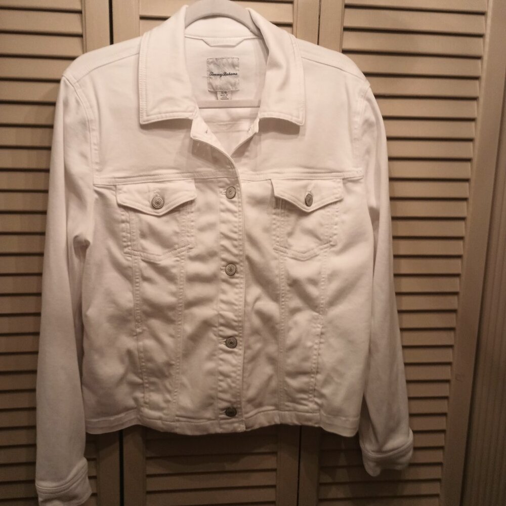 Tommy Bahama Classic Style White Linen Look Jacket.